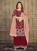 Buy Palazzo Suit - Bridal Red Embroidery Traditional Palazzo Suit