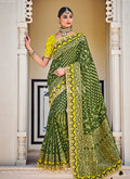 Dark Green Traditional Weaved Party Wear Silk Saree