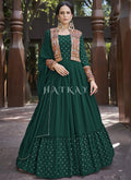 Buy Anarkali Gown - Green Embroidered Jacket Anarkali Gown