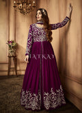 Deep Wine Embroidered Slit Style Anarkali Lehenga Suit
