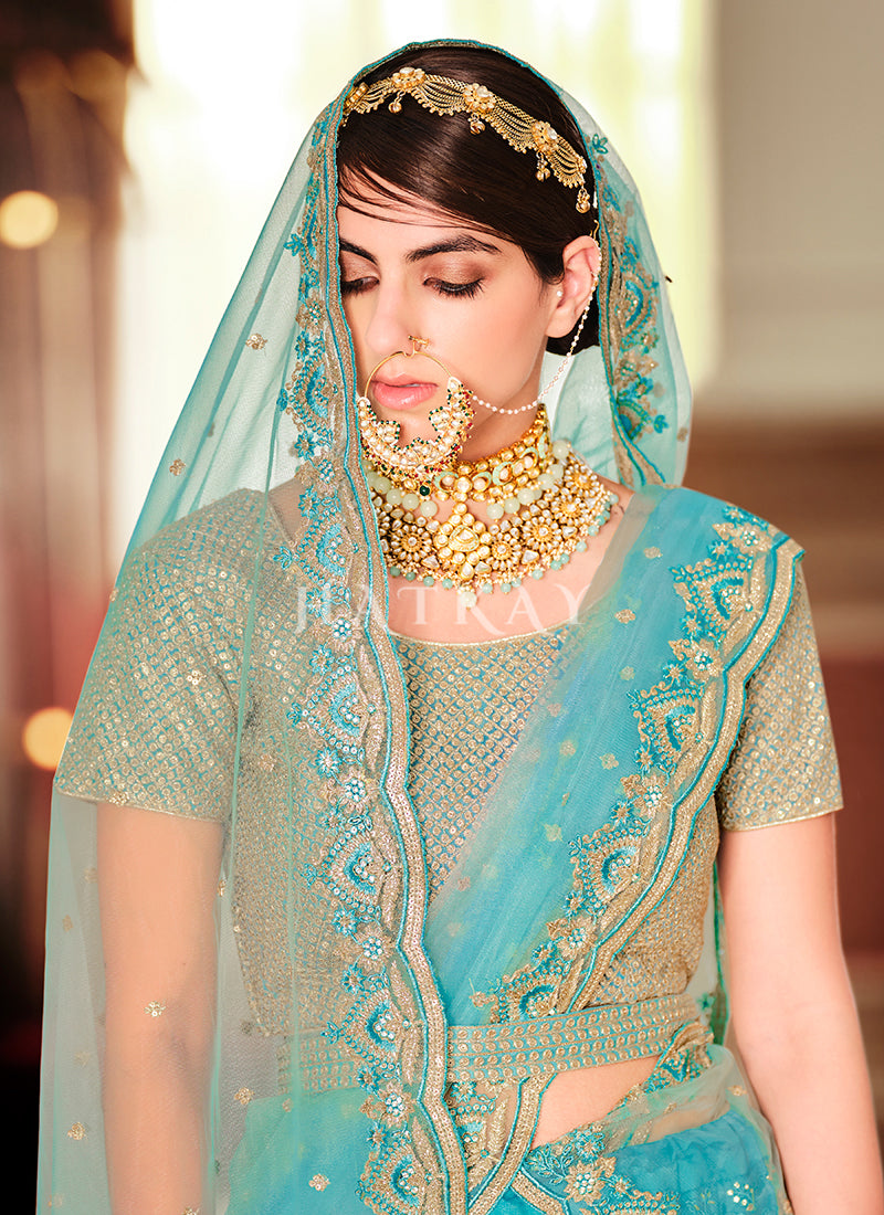 Teal Blue Lehenga Choli