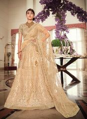 Golden Beige Embroidered Lehenga Choli