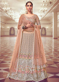 Dusty Peach Floral Embroidered Wedding Lehenga Choli