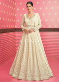 Buy Anarkali Suit | Off White Mirror Work Detailed Chikankari Anarkali Suit