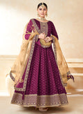 Magenta Embroidery Festive Silk Anarkali Suit