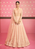 Buy Anarkali Suit | Soft Peach Sequence Work Detailed Chikankari Anarkali Suit