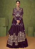 Deep Purple Embroidered Wedding Anarkali Suit