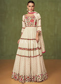 Off White Multi Embroidered Wedding Anarkali Suit