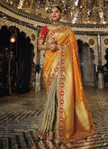 Orangish Grey Dual Tone Silk Saree