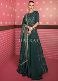 Dark Green Mirror Work Embroidery Designer Anarkali Suit