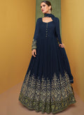 Navy Blue Sequence Embroidery Wedding Anarkali Suit