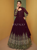 Deep Maroon Sequence Embroidery Wedding Anarkali Suit