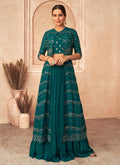 Buy Lehenga Choli - Turquoise Mirror Embroidery Jacket Style Traditional Lehenga Choli