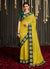 Yellow And Green Embroidered Satin Silk Saree