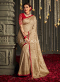 Red And Golden Embroidered Banarasi Silk Saree