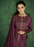 Wine Sequence Embroidered Pakistani Pant Suit In Germany