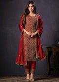 Bridal Red Sequence Embroidery Pant Style Suit