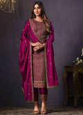 Hot Pink Sequence Embroidery Pant Style Suit