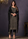 Black Sequence Embroidery Pant Style Suit