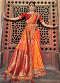 Red And Orange Designer Wedding Saree