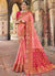 Peach And Red Designer Wedding Saree