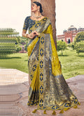 Grey And Yellow Designer Wedding Saree