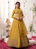Yellow Multi Embroidered Festive Anarkali Suit