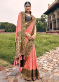 Pink And Grey Designer Wedding Saree