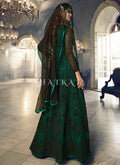 Buy Indian Dress - Dark Green Embroidered Traditional Net Anarkali Suit