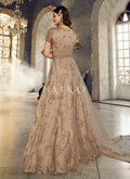 Buy Indian Outfits - Beige Embroidered Traditional Net Anarkali Suit