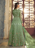 Buy Anarkali - Light Green Embroidered Traditional Net Anarkali Suit
