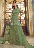Light Green Embroidered Traditional Net Anarkali Suit