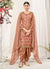 Punjabi Suits - Biscotti Brown Multi Floral Embroidery Traditional Patiala Suit