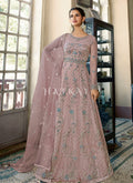 Pink Embroidered Traditional Net Anarkali Suit