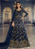 Navy Blue Embroidered Traditional Net Anarkali Suit
