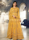 Yellow Embroidered Traditional Net Anarkali Suit