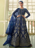 Blue Embroidery Slit Style Wedding Anarkali Suit