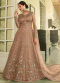 Peach Embroidery Slit Style Wedding Anarkali Suit