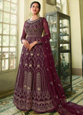 Maroon Embroidery Slit Style Wedding Anarkali Suit