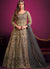 Grey Golden Embroidery Slit Style Anarkali Pant Suit