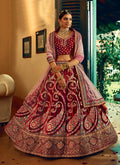 Red Multi Embroidered velvet Wedding Lehenga Choli