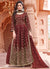 Deep Red Embroidered Traditional High Slit Palazzo Suit