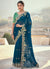 Royal Blue Multi Embroidery Designer Tissue Silk Saree