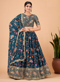 Navy Blue Sequence Embroidery Floral Festive Lehenga Choli