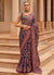 Blue And Pink Crystal Stone Brasso Saree
