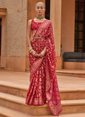 Bridal Red Crystal Stone Brasso Saree