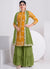 Yellow And Green Embroidery Festive Sharara Style Suit
