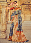 Grey Embroidered Patola Silk Wedding Saree