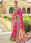 Pink Embroidered Patola Silk Wedding Saree