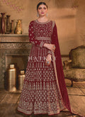 Maroon Embroidery Slit Style Anarkali Lehenga